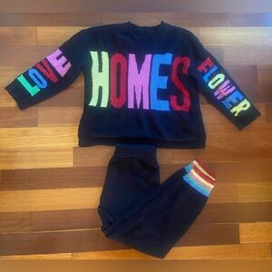 Colourful Cozy Sweater & Pants joggers lounge Set Terry material Woman Size S/M